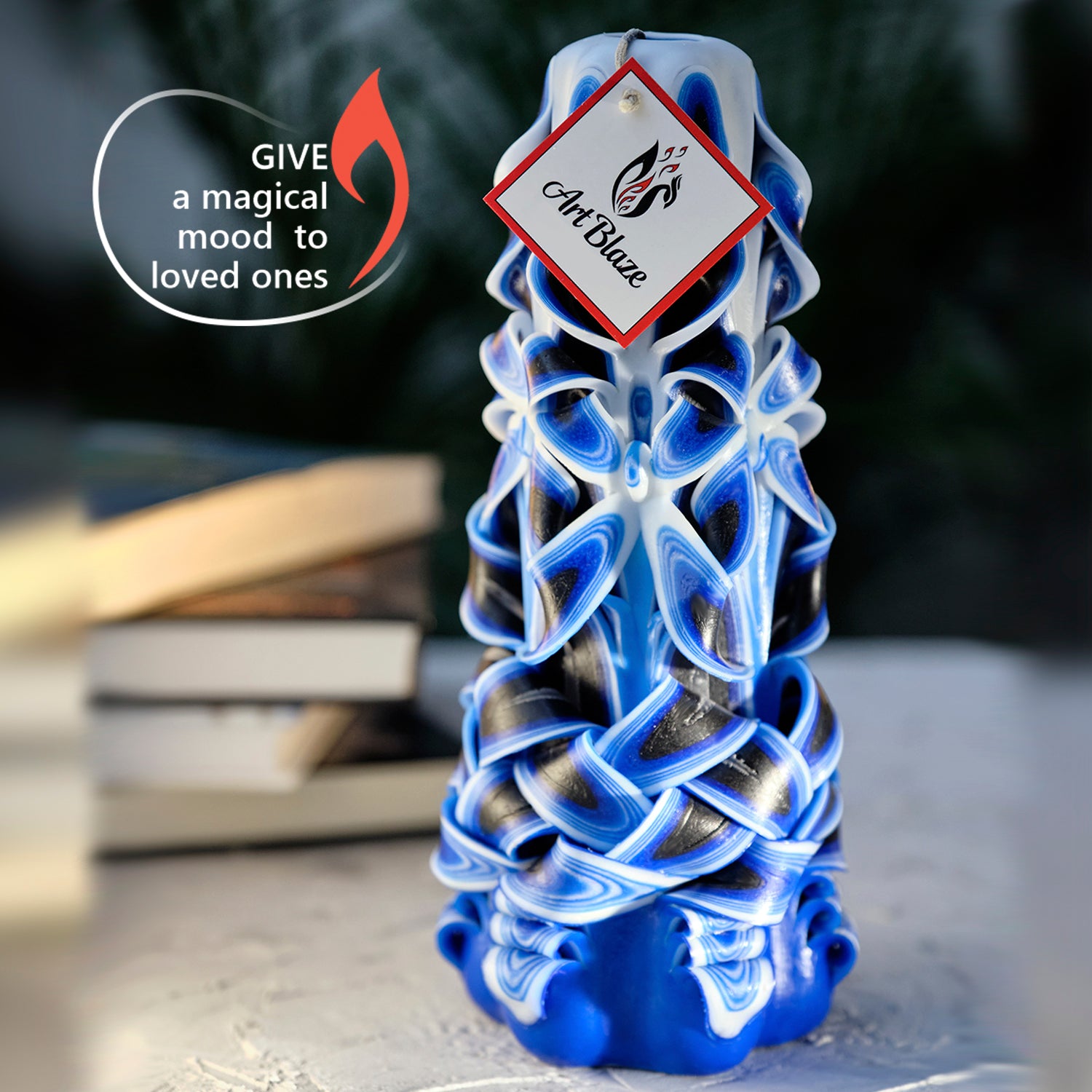 Carved candle "Sea Wave" large