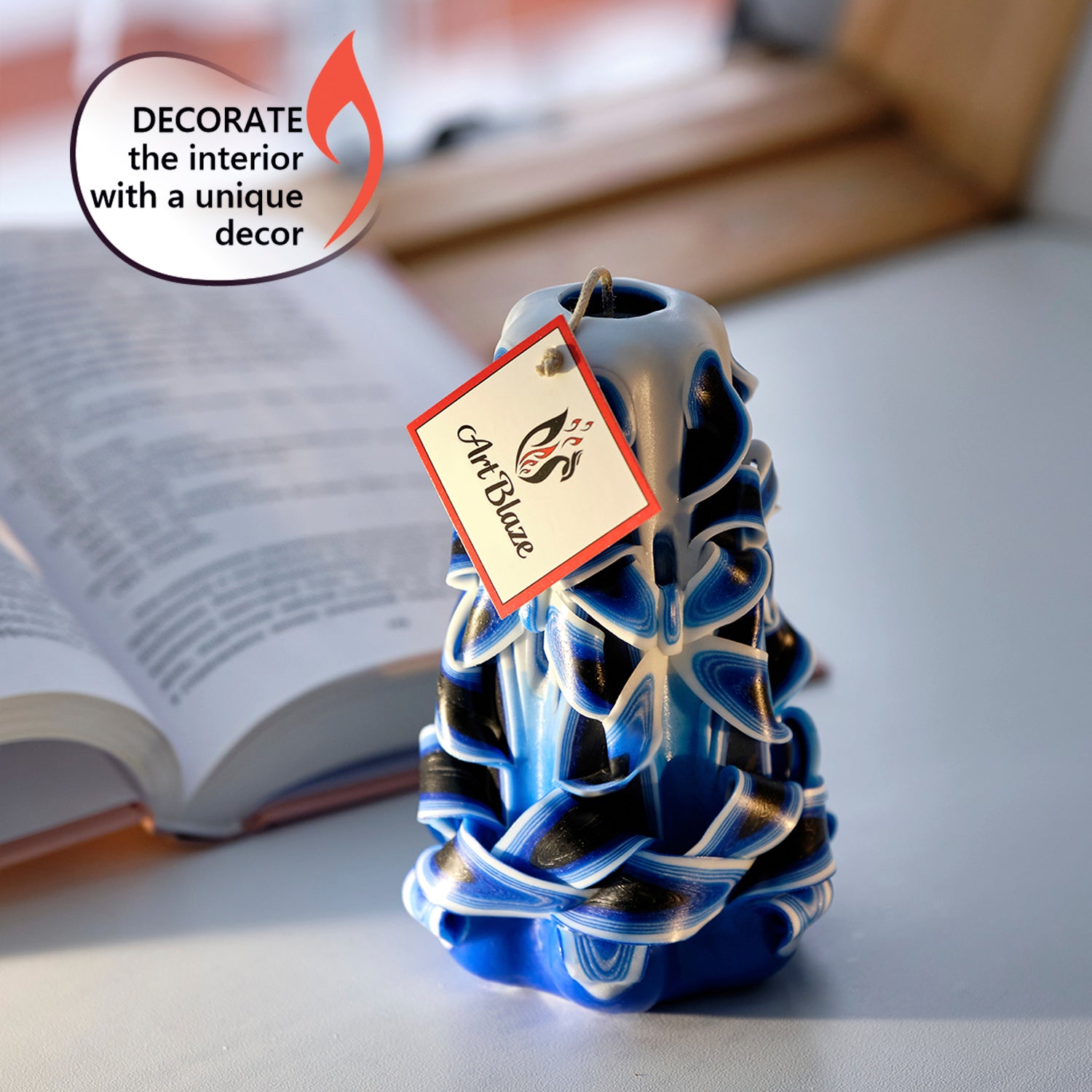 Carved candle "Sea Wave" small