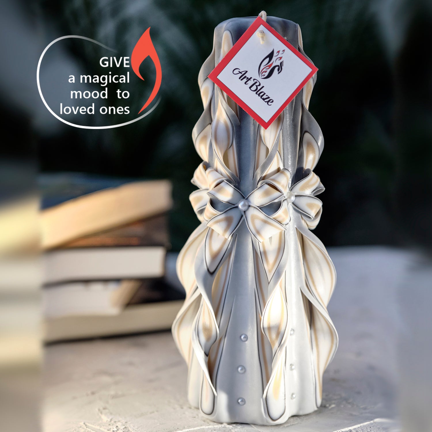 Carved candle "Delicate Lace" large