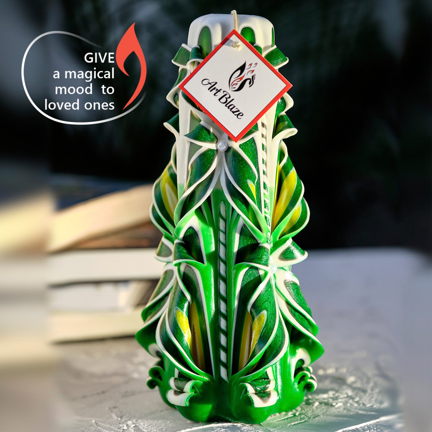 Carved candle "Summer Glade" large