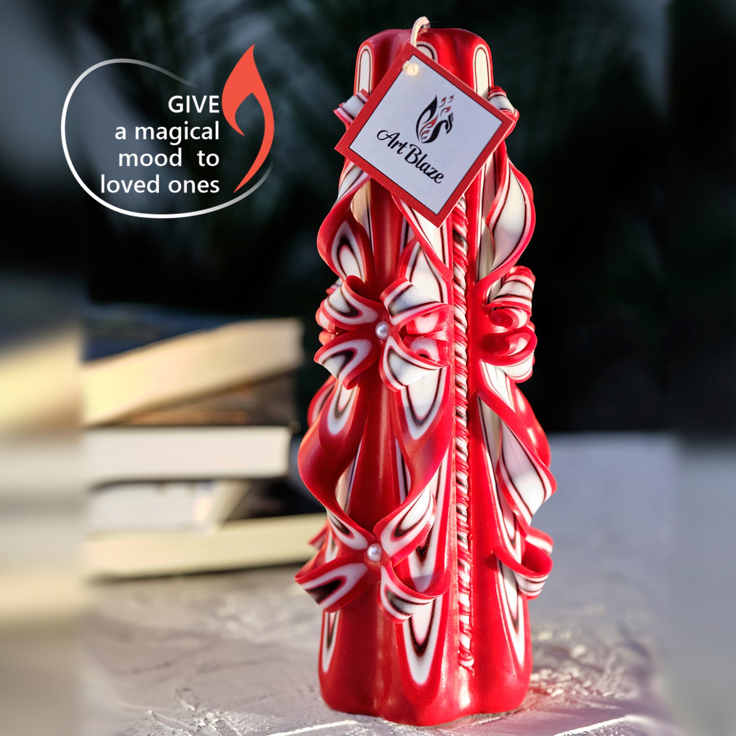 Carved candle "Scarlet Sails" large