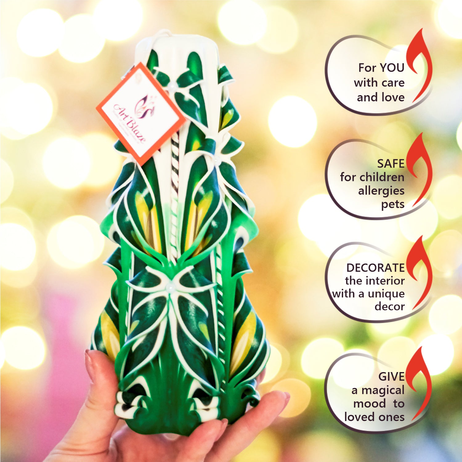 Carved candle "Summer Glade" large