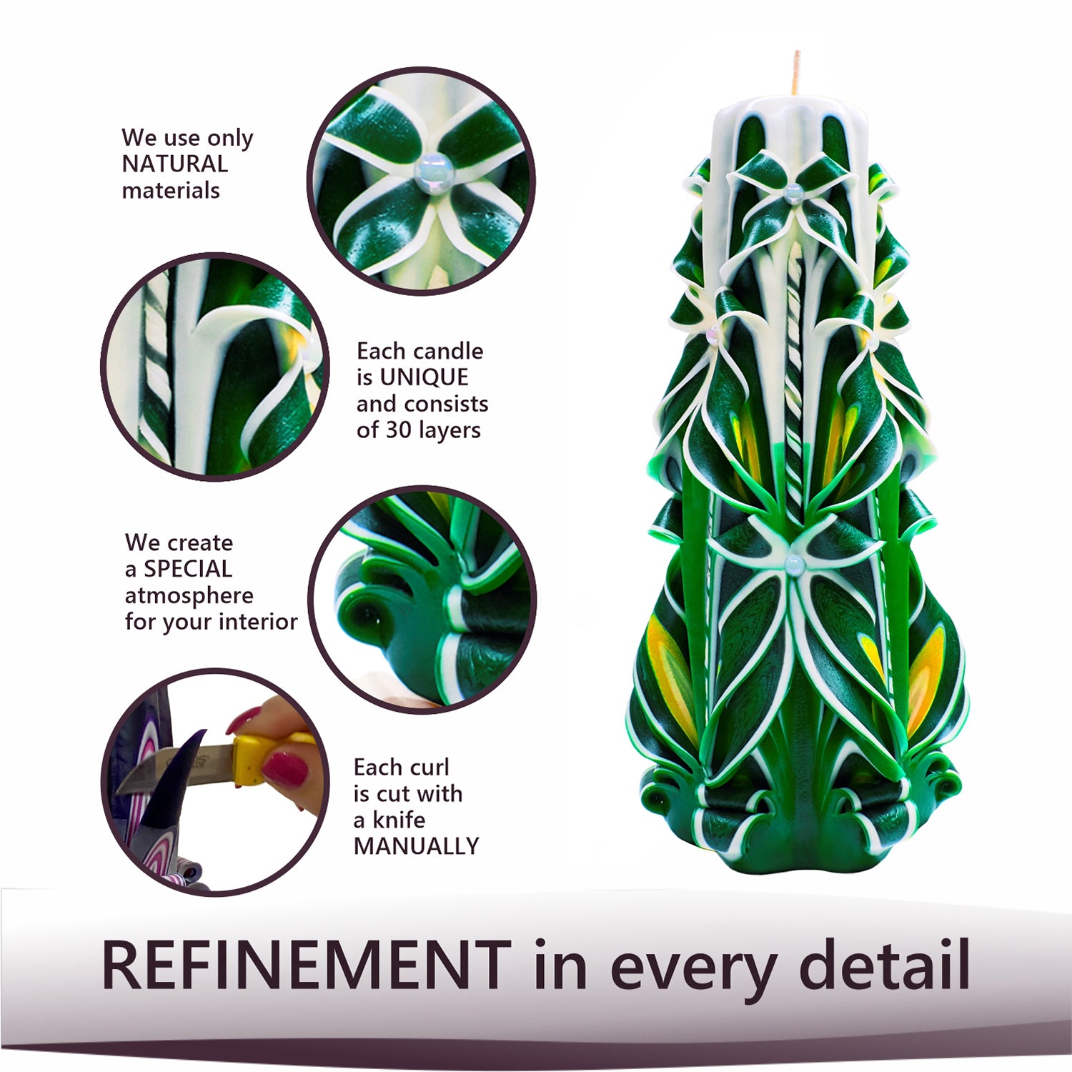 Carved candle "Summer Glade" large