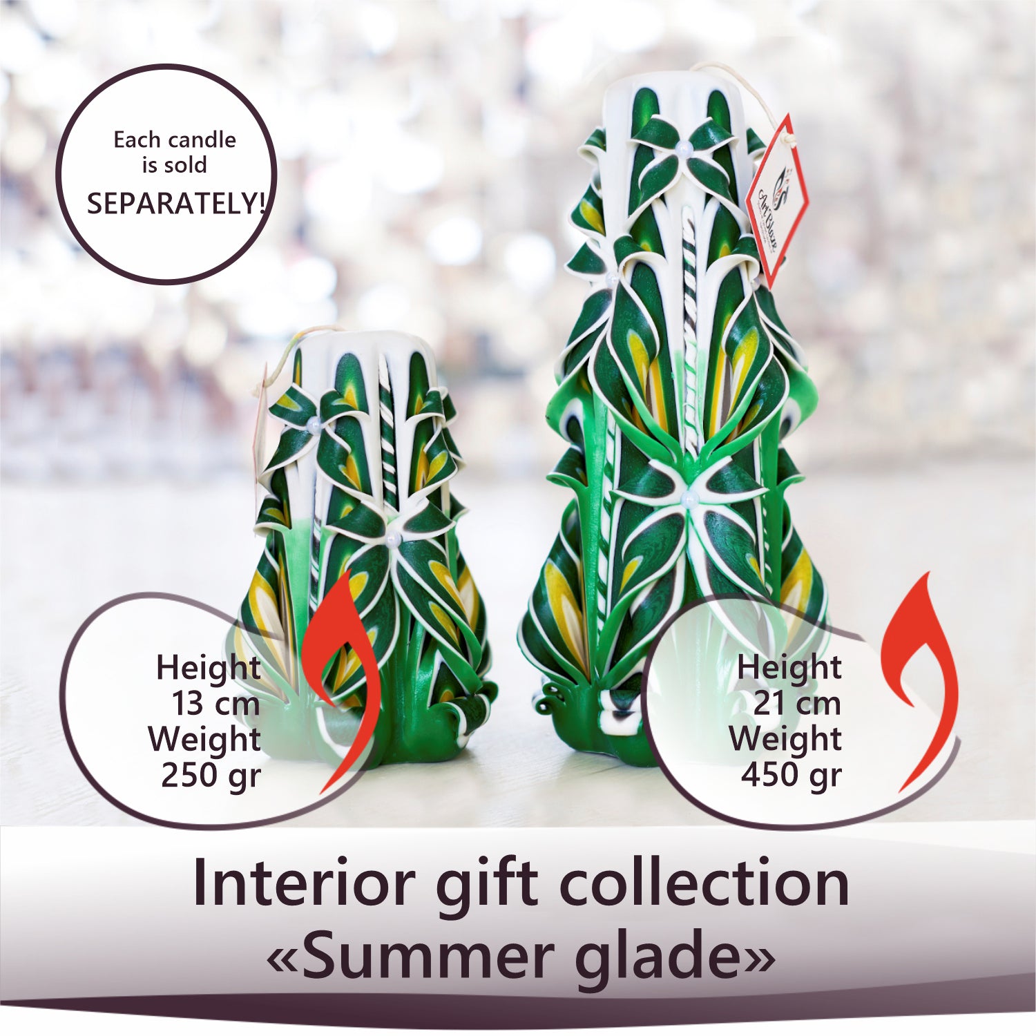 Carved candle "Summer Glade" large