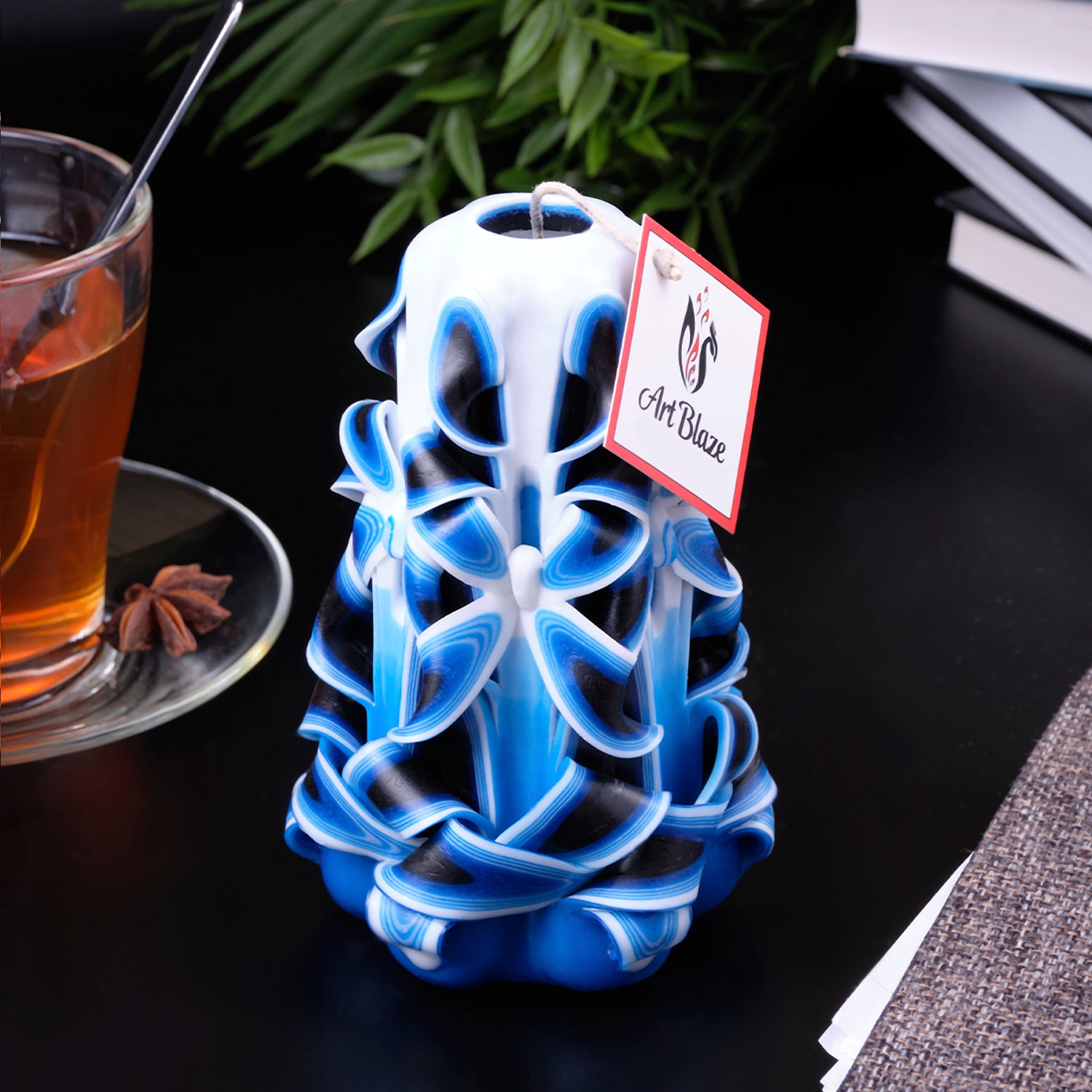 Carved candle "Sea Wave" small