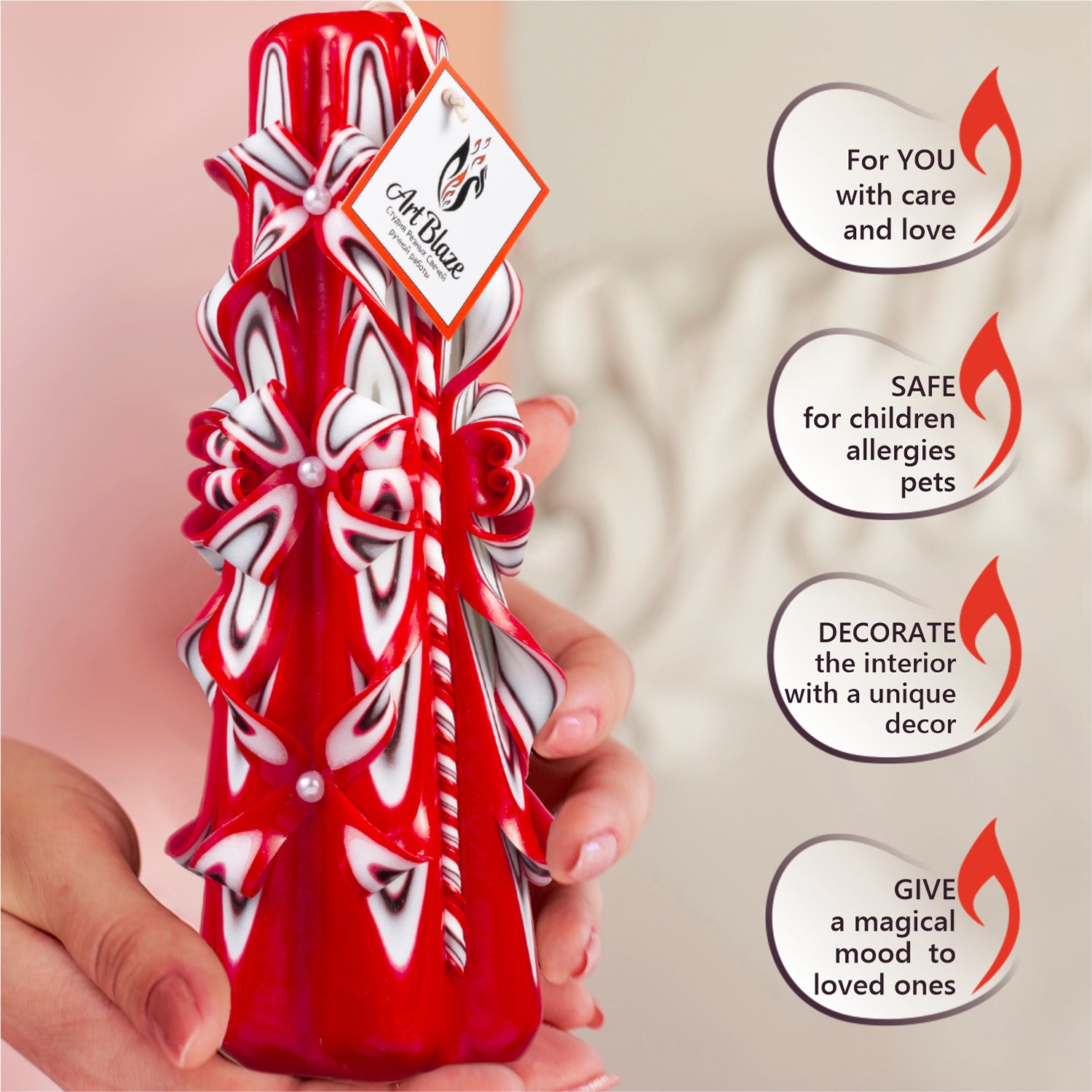 Carved candle "Scarlet Sails" large