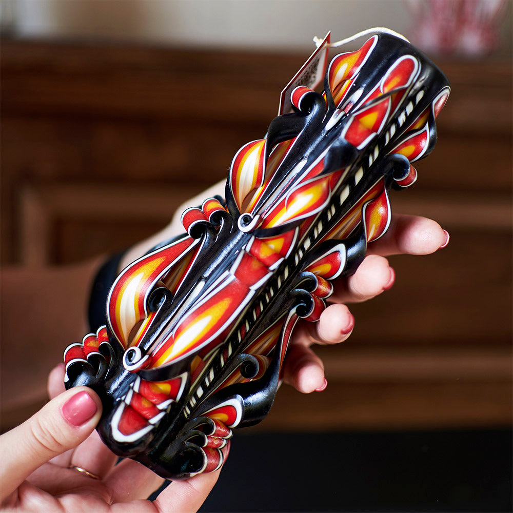 Carved candle "Amber Flame" large