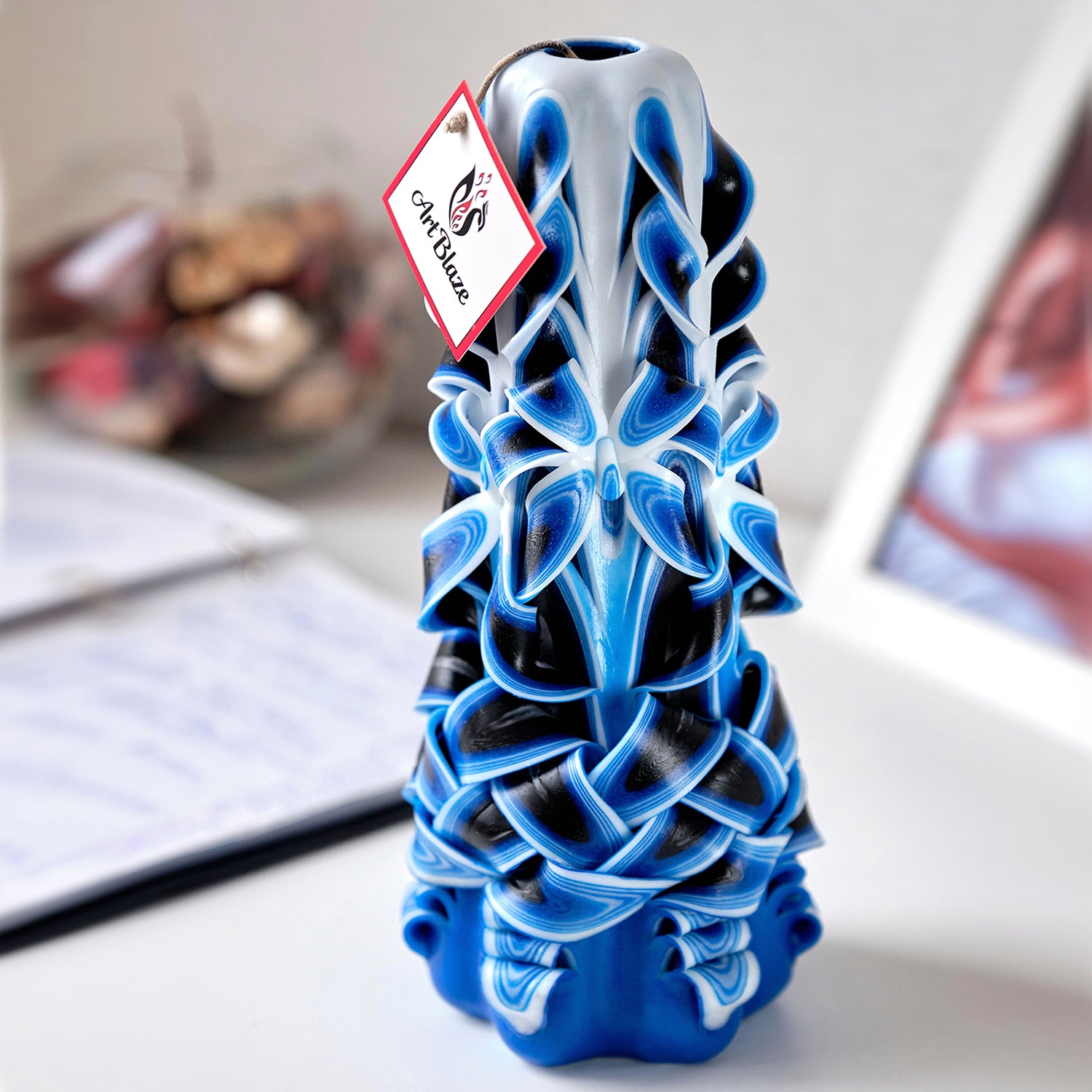 Carved candle "Sea Wave" large