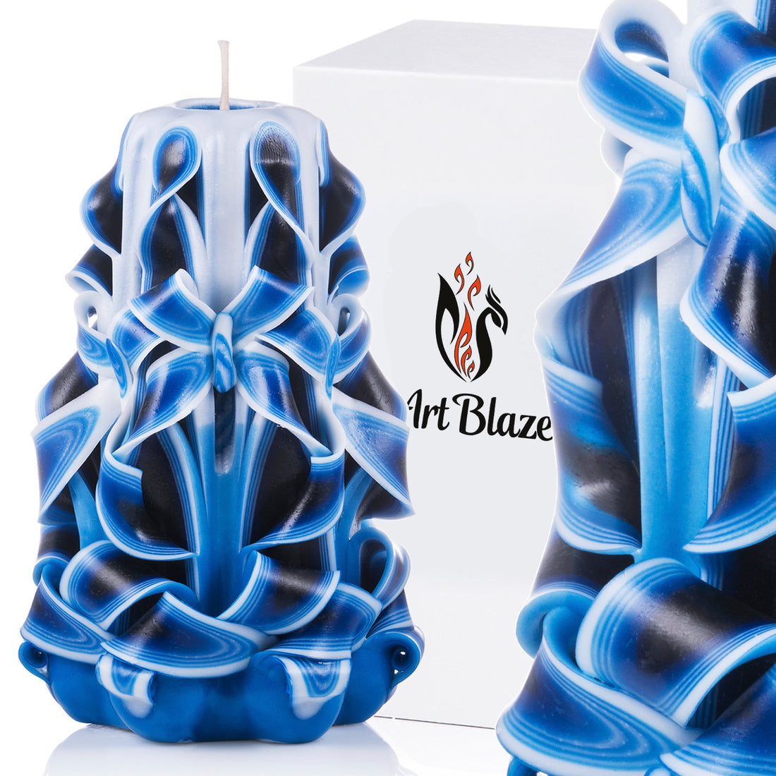 Carved candle "Sea Wave" small