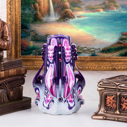 Carved Candle &quot;Lilac Sunset&quot; small