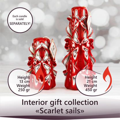 Carved candle &quot;Scarlet Sails&quot; large